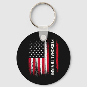 Porte-clés Us American Flag Personal Trainer Fitness Instruct
