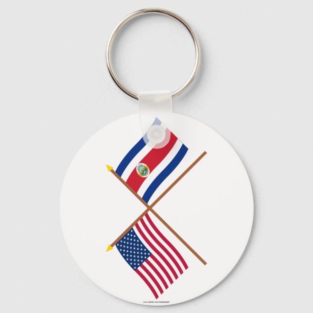 Porte-clés US and Costa Rica Crossed Flags (Recto)