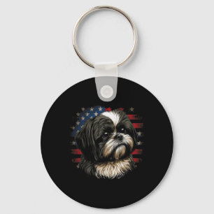 Porte-clés Usa 4 juillet Shih Tzu Sur Patriotique American Sh