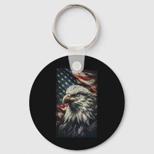 Porte-clés Usa Drapeau Ld Aigle Patriotique Rouge Bleu Blanc