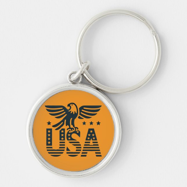 Porte-clés USA Eagle Patriotic Desig - Style Etoile et Stripe (Devant)