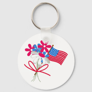 Porte-clés USA FLag et Flowers
