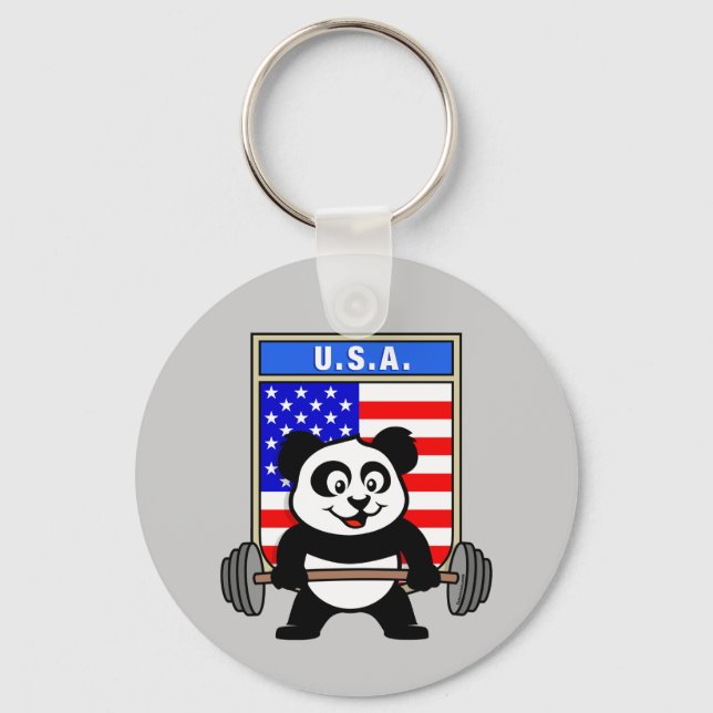 Porte-clés USA Panda haltérophilie (Recto)