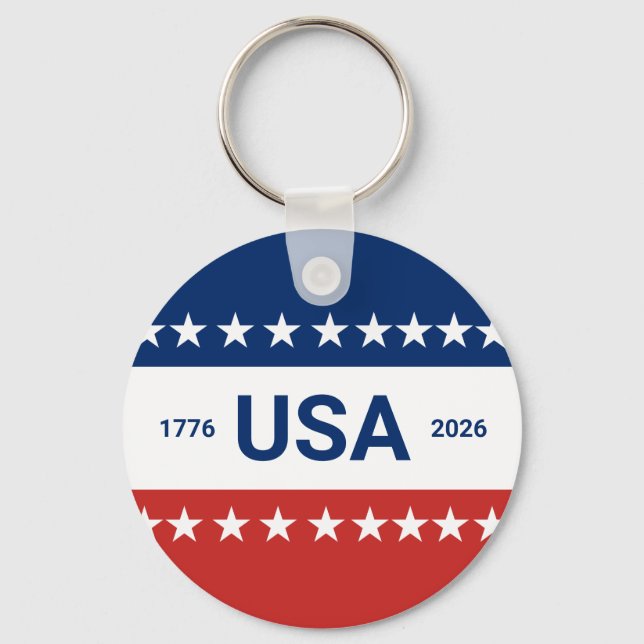 Porte-clés USA's 250th Anniversary 1776 2026 Red White Blue (Recto)