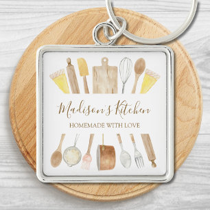 Porte-clés Ustensiles de cuisine personnalisés à l'aquarelle 