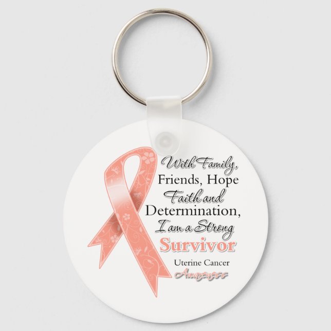 Porte-clés Uterine Cancer Support Strong Survivor (Recto)