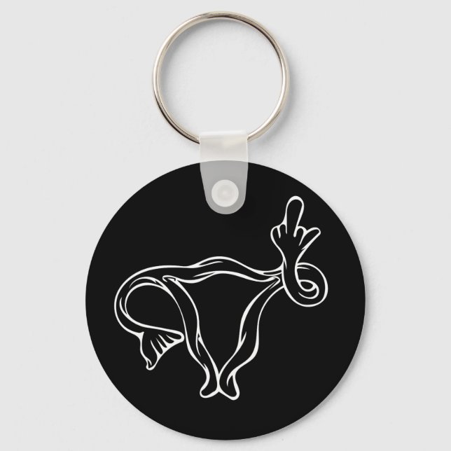Porte-clés Uterus à doigt moyen Pro-choix (Recto)