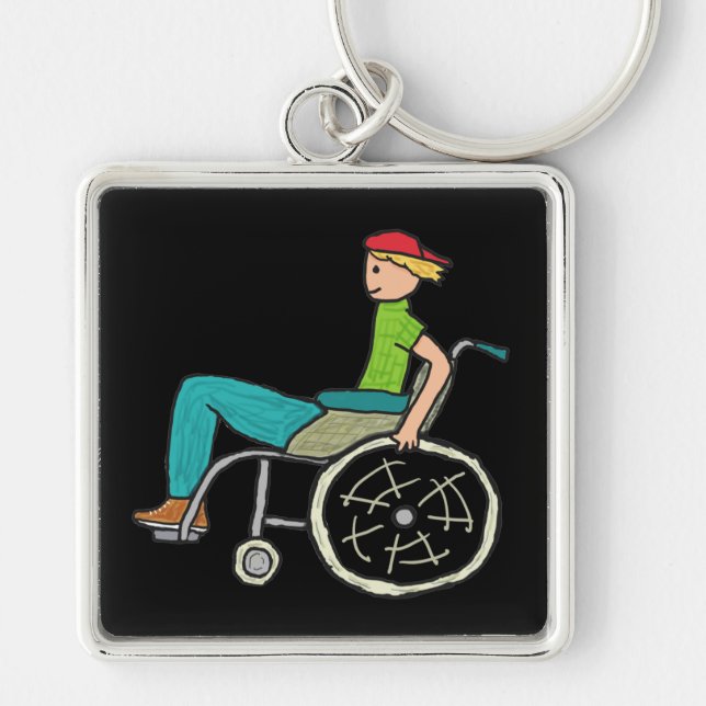 Porte-clés Utilisateur Fauteuil Roulant Amusant (Devant)