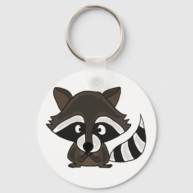 Porte-clés UU- Funny Raccoon Cartoon Art (Recto)