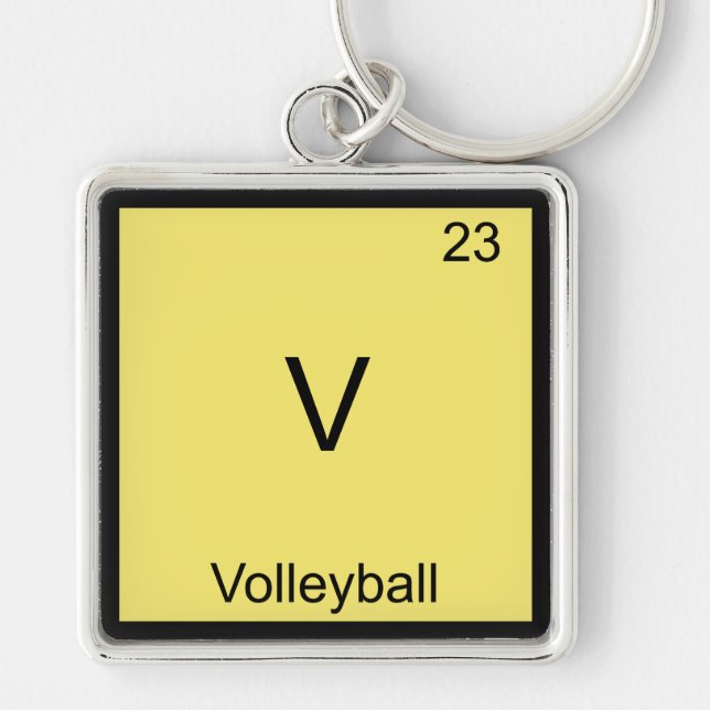 Porte-clés V - Volleyball T-shirt symbole d'élément de chimie (Devant)