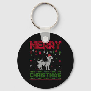 Porte-clés Vacances de Noël moche plaisir Highland Cow Graphi