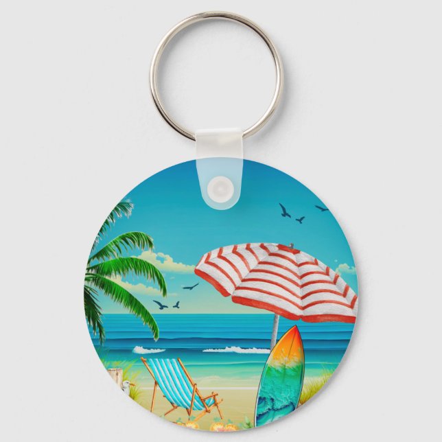 Porte-clés Vacances d'été à la plage, Détente (Recto)