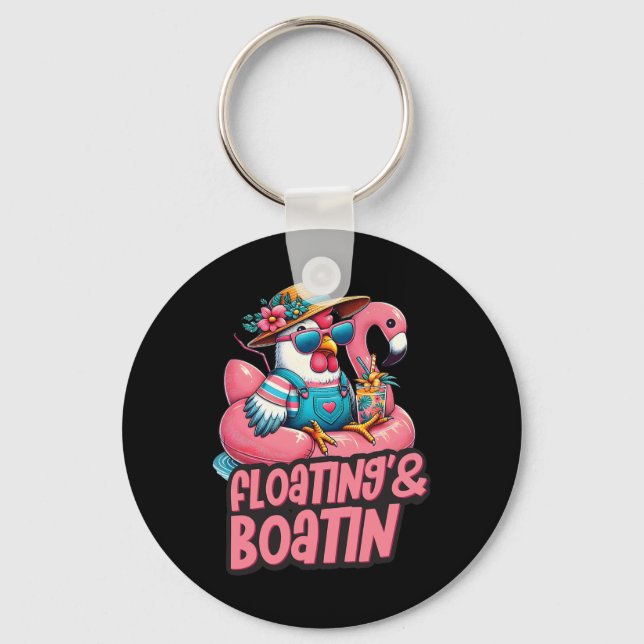 Porte-clés Vacances d'été Poulet Flottant Bateau Été Vi (Recto)