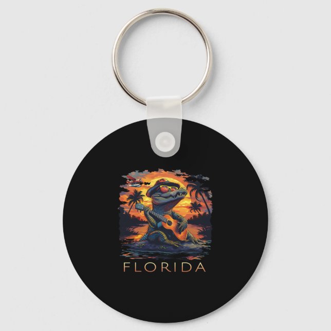 Porte-clés Vacances en Floride Alligator Mignon  (Recto)
