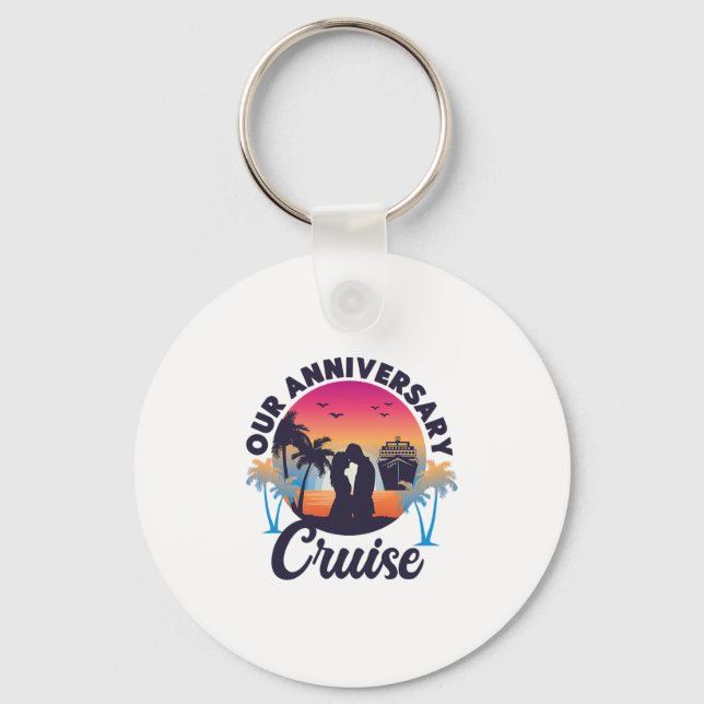 Porte-clés Vacances sur un bateau de croisière Mariage d'anni (Recto)