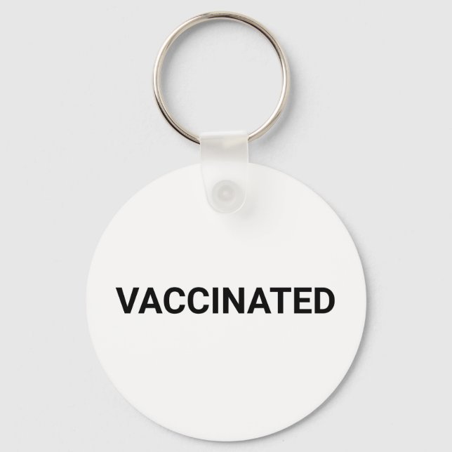 Porte-clés Vacciné, noir blanc simple personnalisé (Recto)