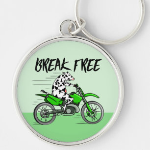 Porte-clés Vache caricaturale à moto