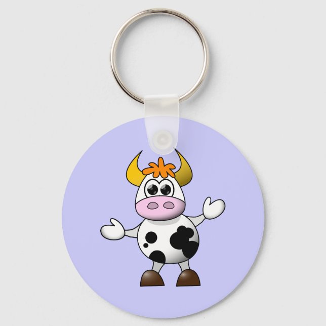 Porte-clés Vache caricaturale drôle (Recto)