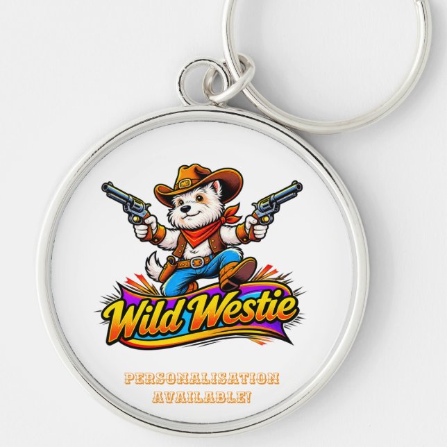Porte-clés vache cow-boy Chien Westie Conception O (Devant)