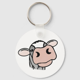 Porte-clés vache de dessin animé noir blanc rose baiser gris