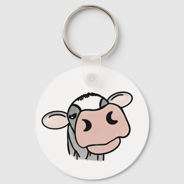 Porte-clés vache de dessin animé noir blanc rose baiser gris  (Recto)