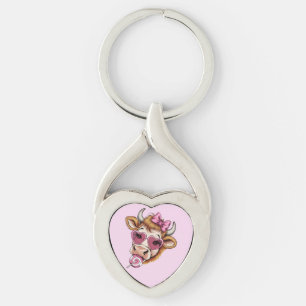 Porte-clés Vache des Highlands Saint-Valentin Coquette Fête d