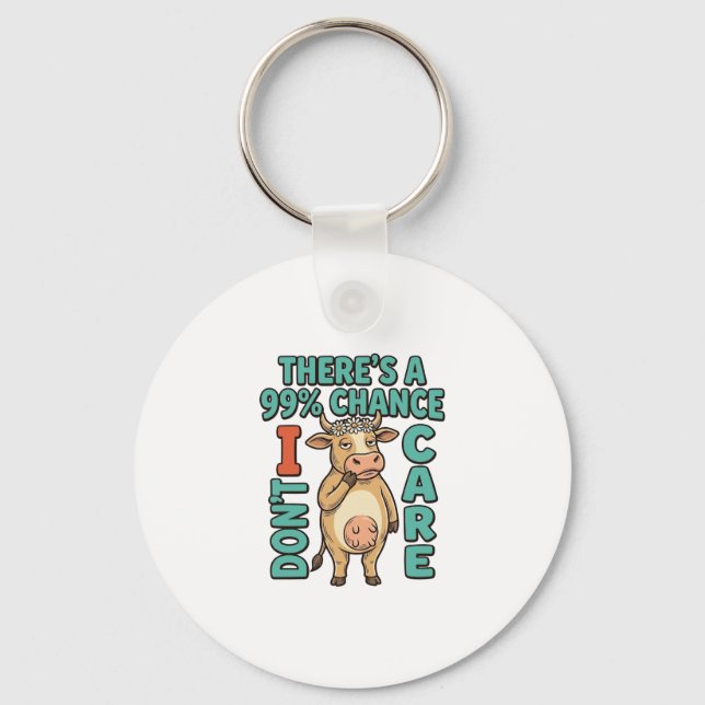 Porte-clés Vache drôle 99% de chance que je m'en fiche Graphi (Recto)