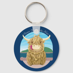 Porte-clés Vache écossaise Highland Avec Cheveux Salé Océan