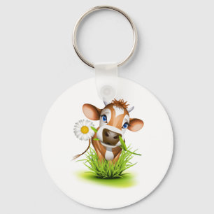 Porte-clés Vache Jersey dans l'herbe