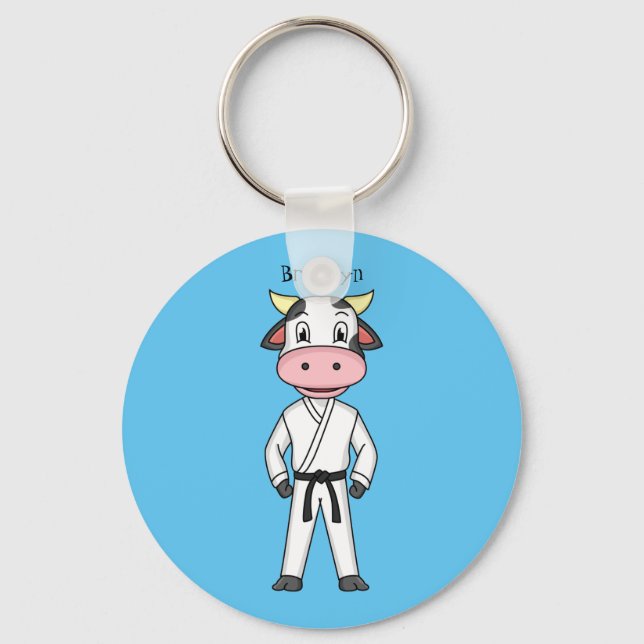 Porte-clés Vache mignonne en combinaison kung fu (Recto)