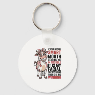 Porte-clés Vache mignonne insolente graphique vintage Smart M