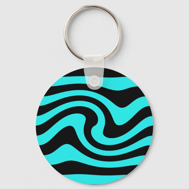 Porte-clés Vague abstraite noire Aqua (Recto)