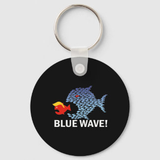 Porte-clés Vague Bleue 2024 Drôle Gros Poisson Mange Petit Po
