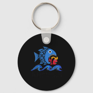 Porte-clés Vague Bleue 2024 Gros Poissons Amusants Mangez Pet