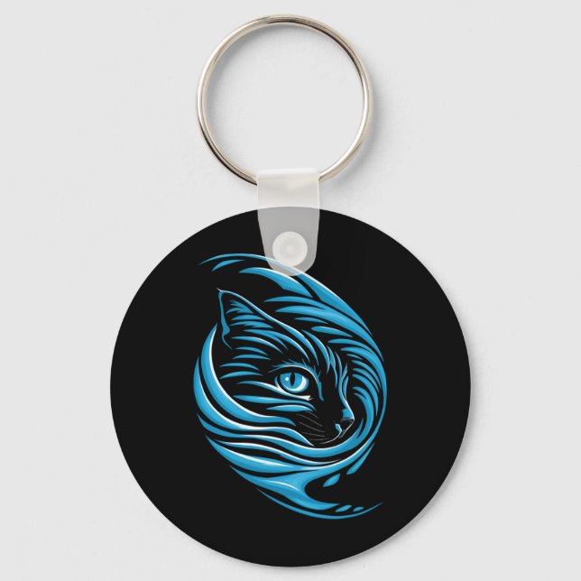 Porte-clés Vague De Chat Bleu Pour Kamala 47 Drôle Chat Dames (Recto)