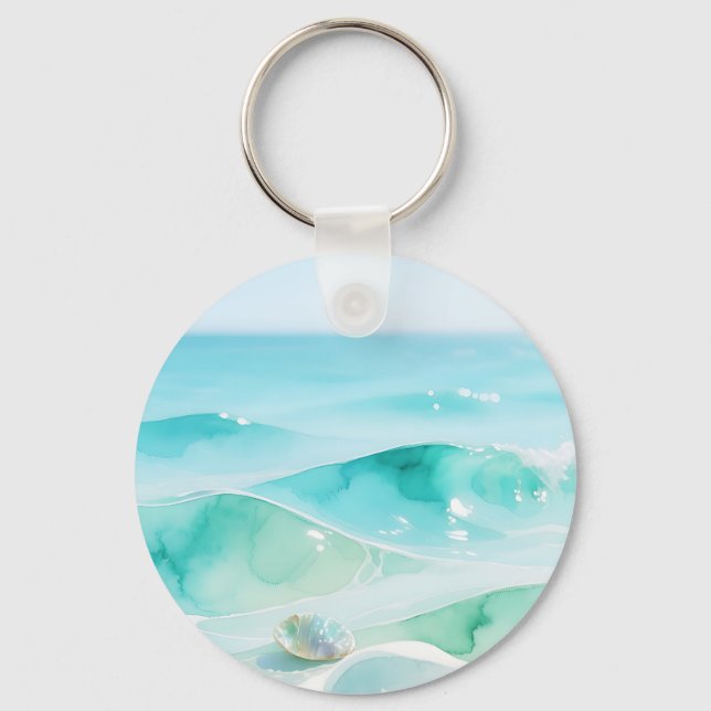 Porte-clés Vague de mer turquoise Coquillage (Recto)