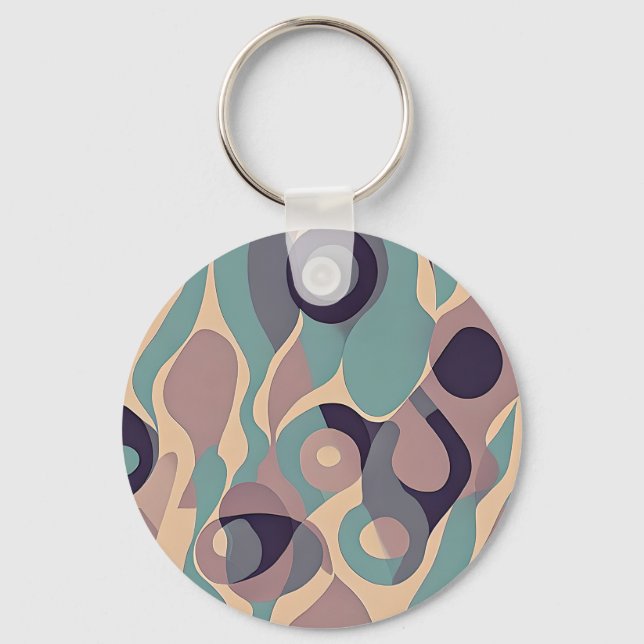 Porte-clés Vagues abstraites violettes et bleues atténuées  (Recto)
