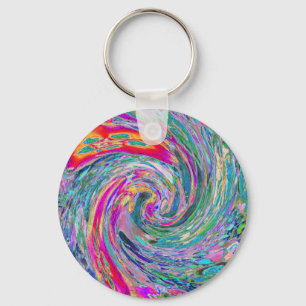 Porte-clés Vagues de couleur de fleurs psychédéliques florale