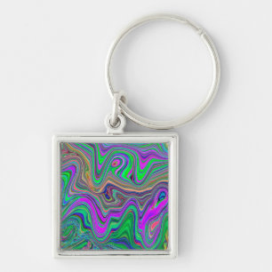 Porte-clés Vagues de couleur vert citron et violet tripantes