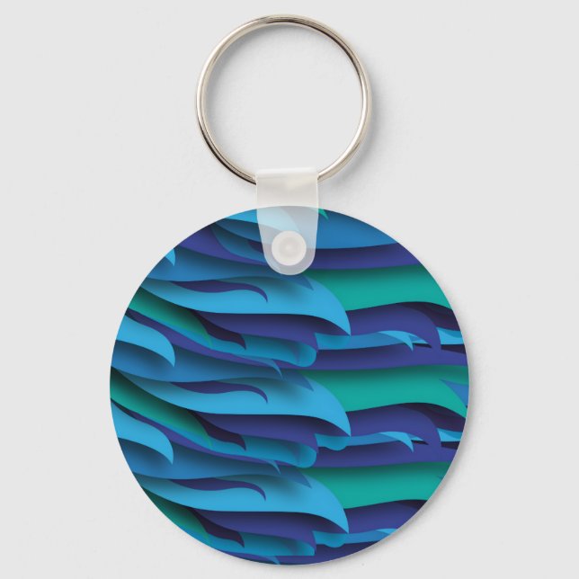 Porte-clés Vagues de différentes couleurs du bleu au vert (Recto)