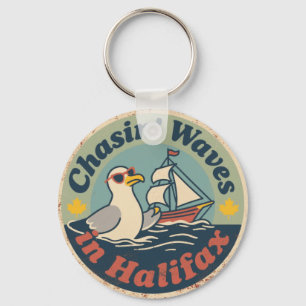 Porte-clés Vagues de goéland rétro Halifax