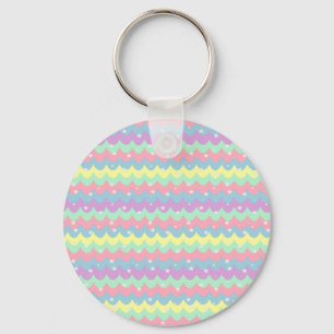 Porte-clés Vagues de mer couleur pastel arc-en-ciel étoiles a
