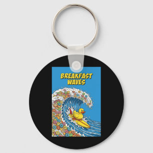 Porte-clés Vagues de petit-déjeuner Humour Canard Surfeur Sur