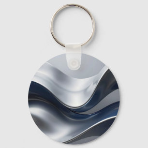 Porte-clés Vagues fluides abstraites argent et marine Design