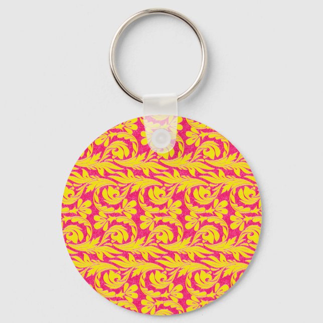 Porte-clés Vagues métalliques rose-jaune (Recto)