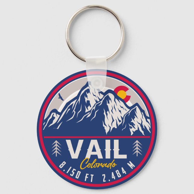 Porte-clés Vail Colorado Mountain Retro Sunset Souvenirs (Recto)