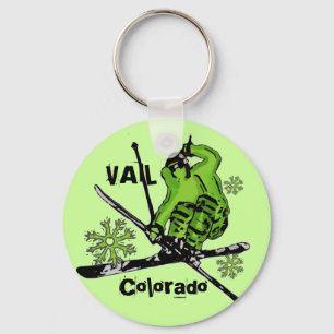 Porte-clés Vail Colorado neon ski vert thème porte - clé