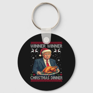 Porte-clés Vainqueur du dîner de Noël Père Noël Trump Ugly Sw