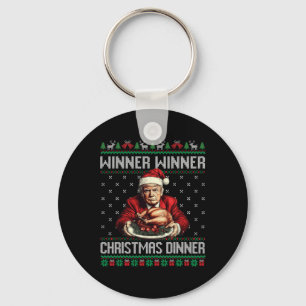 Porte-clés Vainqueur du dîner de Noël Père Noël Trump Ugly Sw