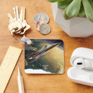 Porte-clés Vaisseau spatial de science-fiction vintage Avion 